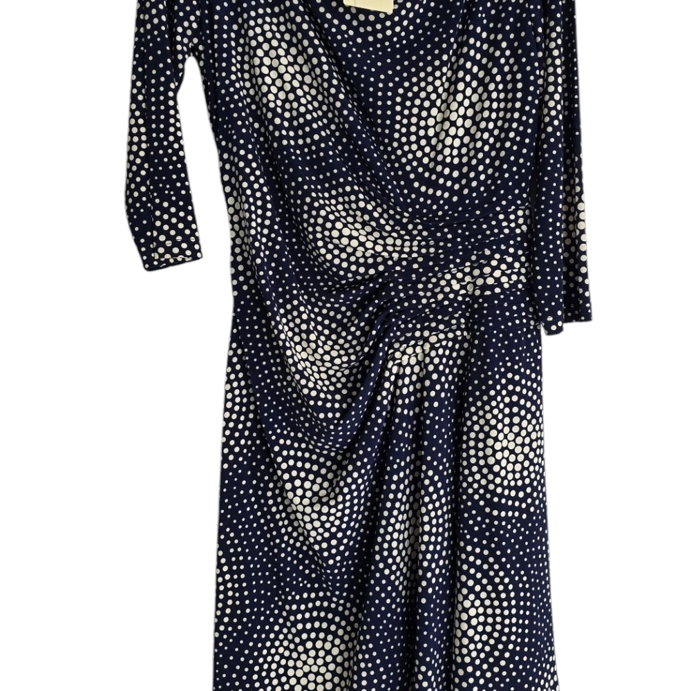 Eci New York Dress SZ‎ 10 NWT Geometric Print Navy Blue Business Casual Stretchy